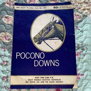 Vintage Pocono Downs Horse Racing Program ~ Off Track Betting Booklet 1973